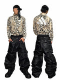 Leopard Print Funny ADIDA Inspired Stand Collar Sports Hooded Jacket
