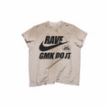Rave Beige Acid Wash Splatter Distressed Cut Destroyed Short Sleeve T-shirt