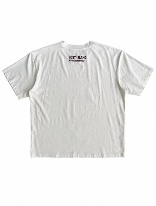 Distressed Washed Printed Shoulder Relaxed Tee