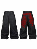 Shibuya Asian Yakuza Heavy Dragon Embroidered Reversible Raw Denim Jeans Unisex