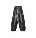 Gloss Coated Lightweight Track Pants with Side Logo Tape & Double Waistband Zipper
