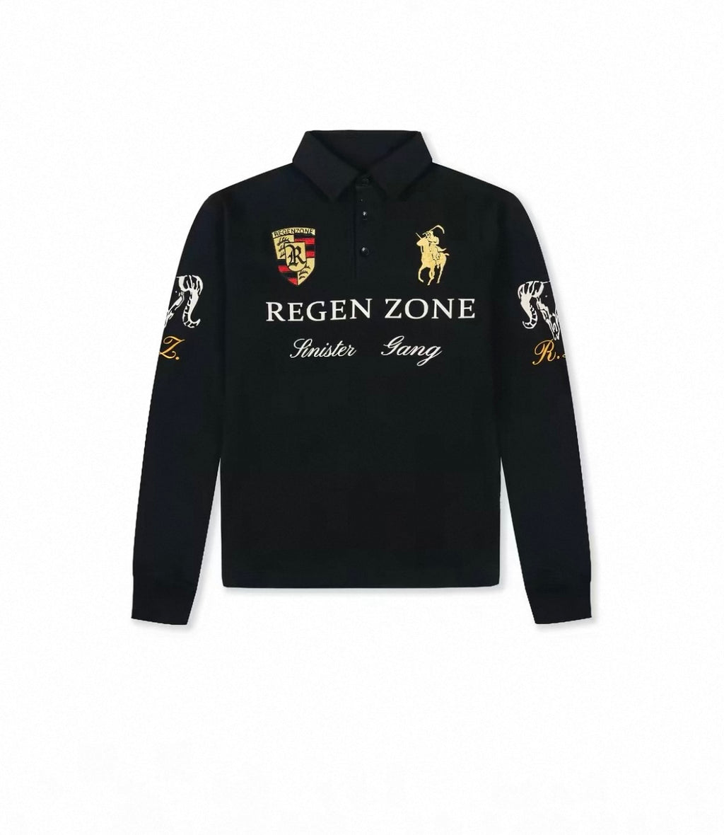 Vintage Gilded Embroidered Waist-Cinched Polo Shirt