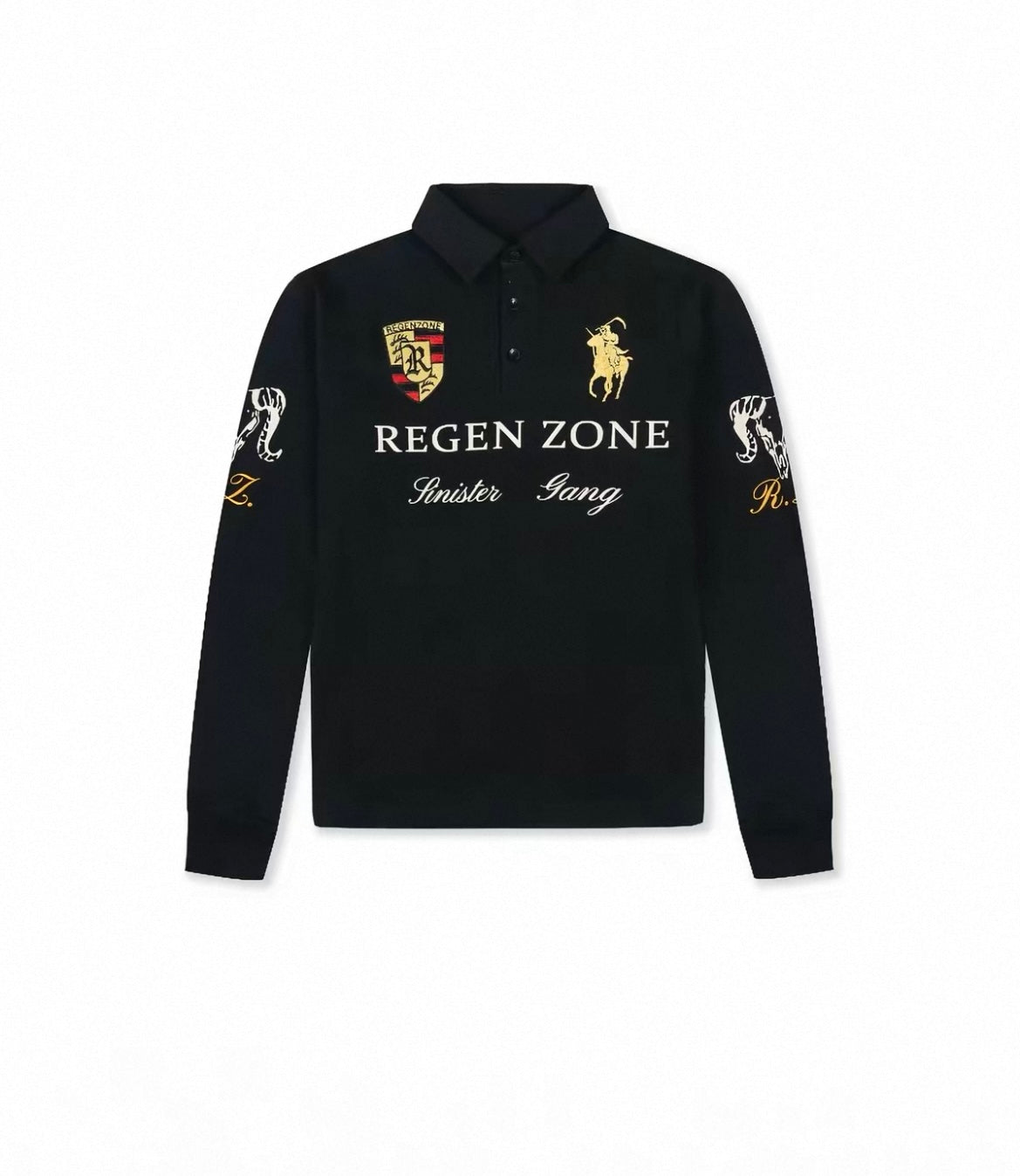 Vintage Gilded Embroidered Waist-Cinched Polo Shirt