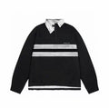 Distressed Dirty Vintage Striped Long Sleeve Polo
