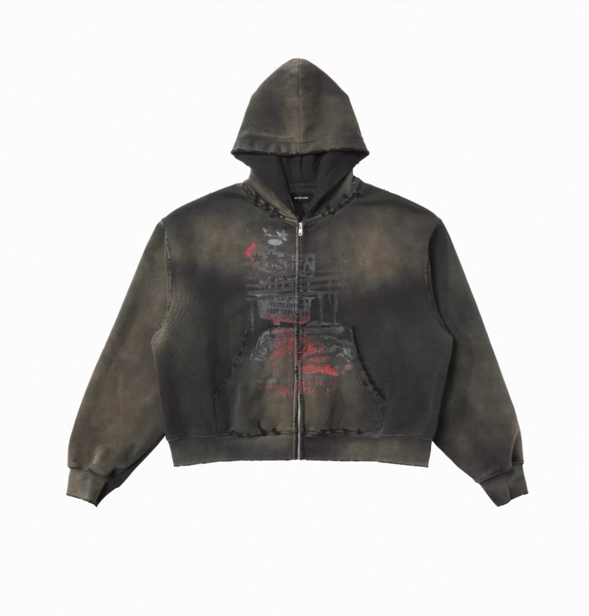 RIOT Blood Stain Eagle Distressed Sun Faded Drying Hoodie