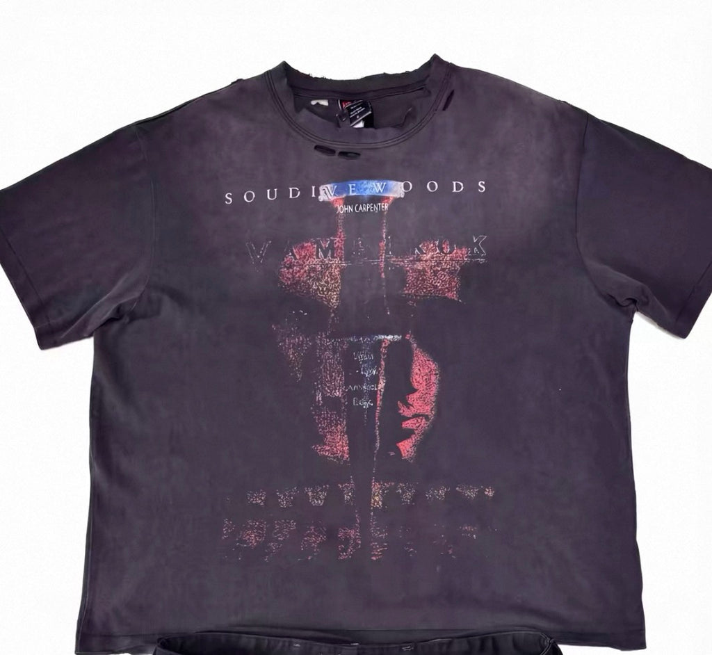 VAMPIROK Vintage Distressed Single Stitch Faded Print Destroyed Tee