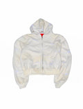 Full Distressed Smoke Wash Zip Up Slim Fit Hooded Jacket