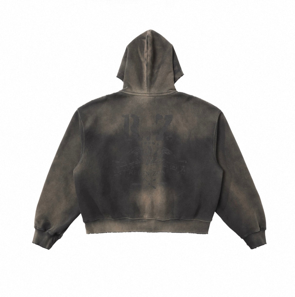 RIOT Blood Stain Eagle Distressed Sun Faded Drying Hoodie