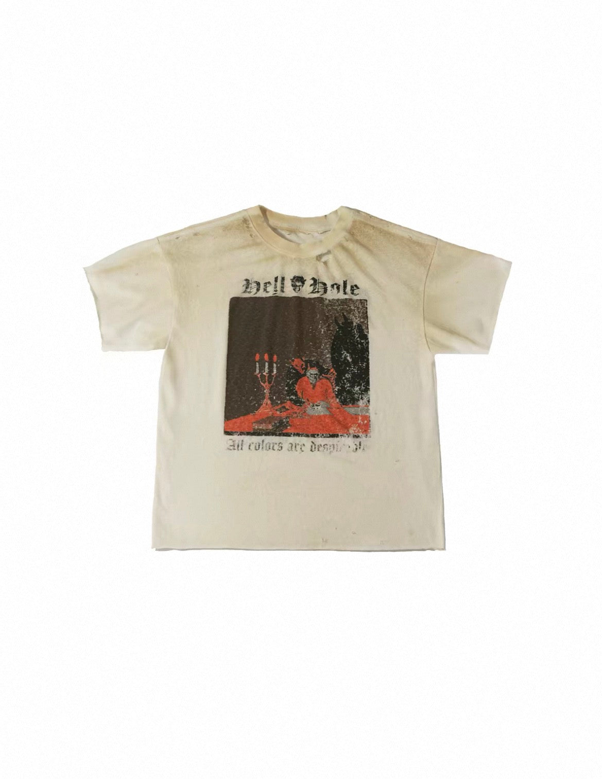 Hell Hole Vintage Dirty Wash Distressed Short Sleeve Tee