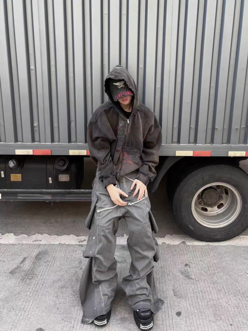 RIOT Blood Stain Eagle Distressed Sun Faded Drying Hoodie