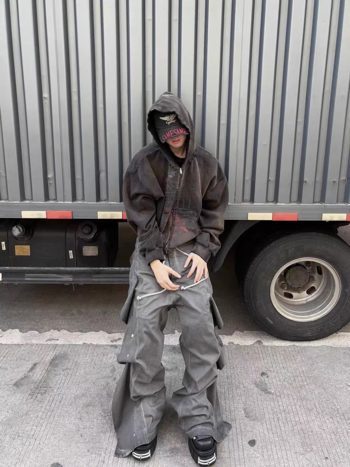 RIOT Blood Stain Eagle Distressed Sun Faded Drying Hoodie