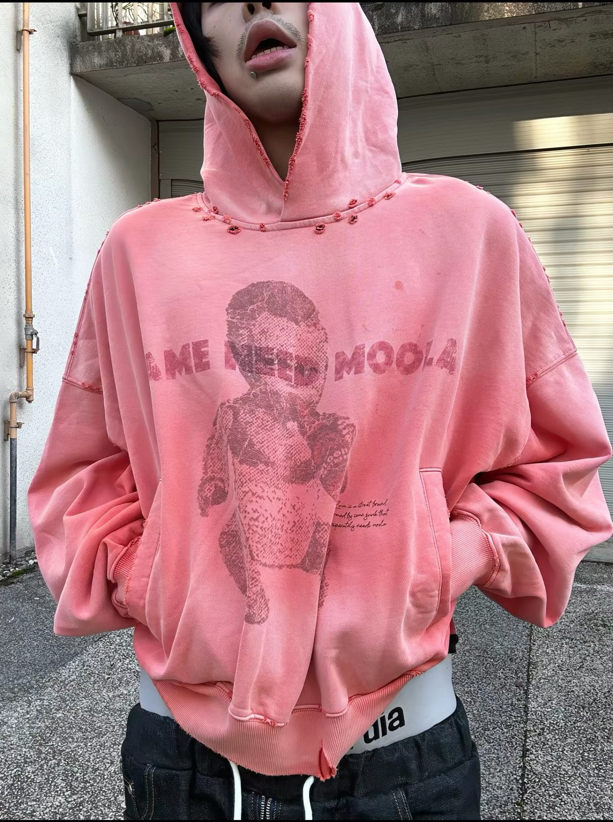 Faded Orange Vintage Cropped Boxy Fit Hoodie